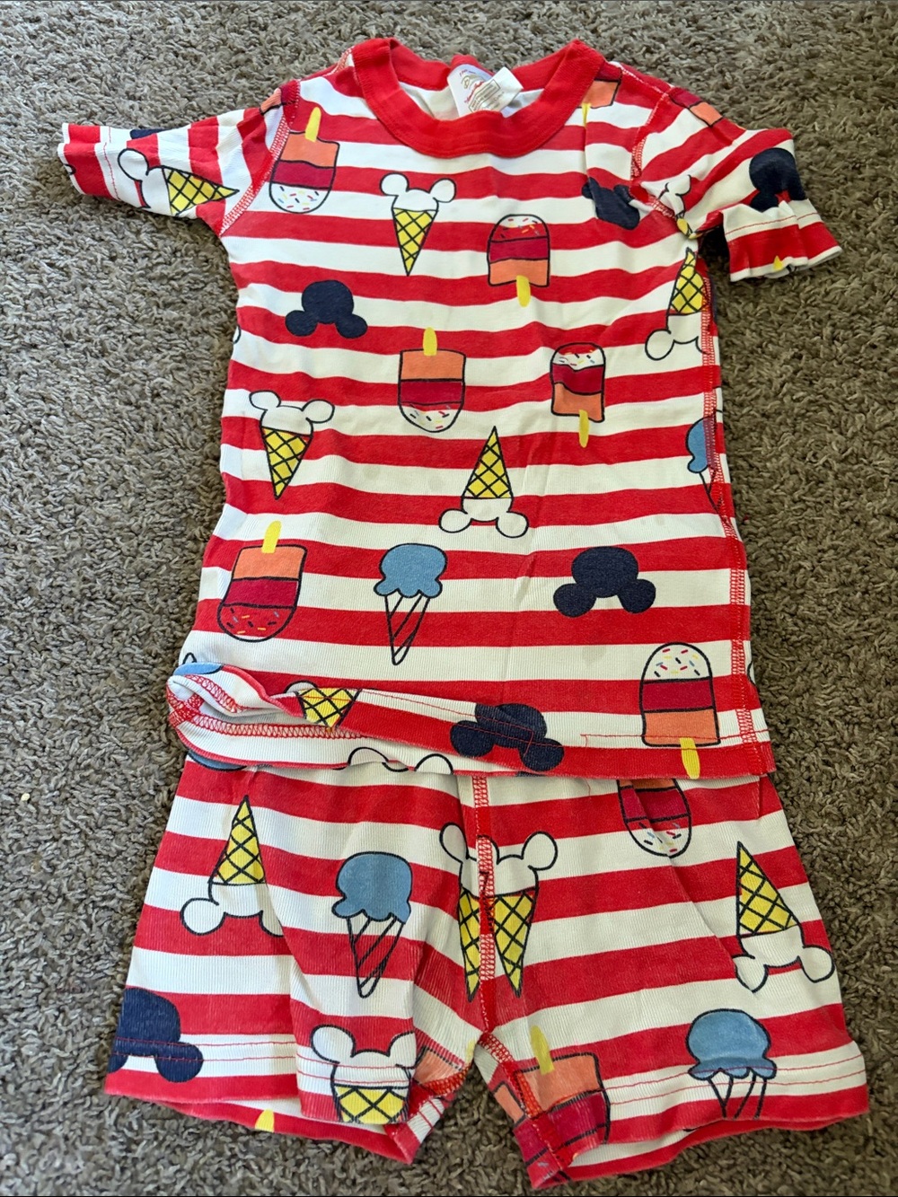 Hanna Andersson Red & White Stripe Mickey Mouse Ice Cream Pajama Set